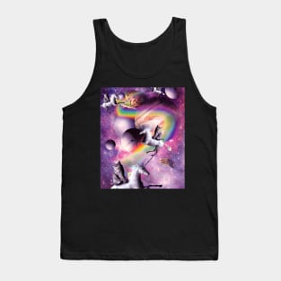 Space Cat Riding Unicorn, Rainbow Cats Unicorns Tank Top